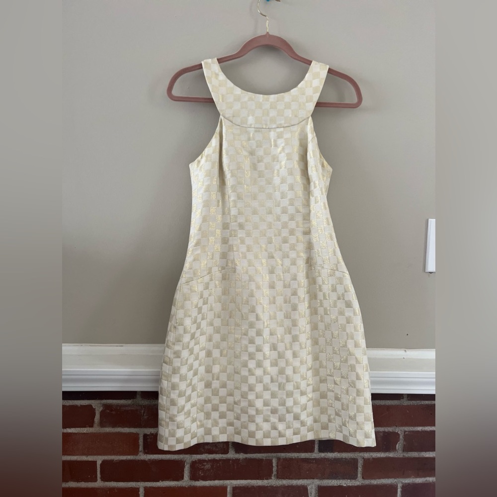 Lilly Pulitzer Jepson Gold Checkered Dress in Size 4 - Picture 2 of 5